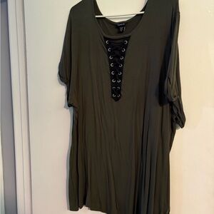 Torrid Khaki Lace-Up Tunic Top